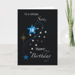 Son 18th Birthday Star Inspirational Blue & Black Card<br><div class="desc">This black card is one that would bring an inspiring message to your son once he celebrates his upcoming 18th birthday. As early as now you can get a copy of this already so you could give him when that special day comes.</div>