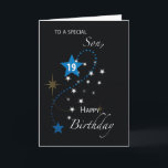 Son 19th Birthday Star Inspirational Blue & Black Card<br><div class="desc">Your dear son will definitely love to get this card from you for his upcoming 19th birthday. Share with him an inspiring message that he will surely never forget. What are you waiting for,  grab a copy of this now.</div>