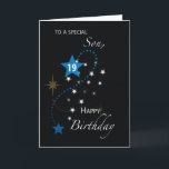 Son 19th Birthday Star Inspirational Blue & Black Card<br><div class="desc">Your dear son will definitely love to get this card from you for his upcoming 19th birthday. Share with him an inspiring message that he will surely never forget. What are you waiting for,  grab a copy of this now.</div>