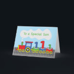 Son 1st Birthday Colourful Train on Track Card<br><div class="desc">This is one very colourful card with an image of a train running down the tracks. When you are looking to share a fun 1st birthday greetings and message for your beloved son then this would be the best card to use.</div>
