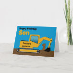 Son 1st Birthday Yellow Excavator Add Card<br><div class="desc">A fun first card for son who loves construction equipment and earth movers. It has a yellow digger on the front with an area on the cab where you can change the name of the construction company to your son's name. The number 1 is being scooped up in the bucket...</div>