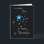 Son 24th Birthday Star Inspirational Blue & Black Card<br><div class="desc">Inspire your son to follow his own true star as he celebrates his 24th birthday with this black and blue card with stars shown on the cover.</div>