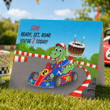 Son 2nd Birthday Dinosaur Race Car Ready Set
