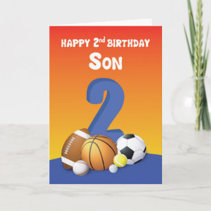 Son 2nd Birthday Sports Balls Card