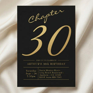 Son 30th Birthday 30 Years Old Black Gold Party Invitation
