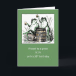 Son 50th Birthday Frogs Toasting with Beer Card<br><div class="desc">A 50th birthday is a big milestone year! Toast to your son with this funny card showing vintage frogs toasting. Green background coordinates with the frog colours.</div>