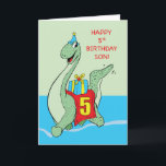 Son, 5th Birthday Dinosaur Card<br><div class="desc">No need to think twice. Yes,  this is probably the best card you can give your son for his 5th birthday especially if he loves dinosaurs. But this dino is extra special because it also carries a gift for your young boy.</div>