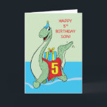 Son, 5th Birthday Dinosaur Card<br><div class="desc">No need to think twice. Yes,  this is probably the best card you can give your son for his 5th birthday especially if he loves dinosaurs. But this dino is extra special because it also carries a gift for your young boy.</div>