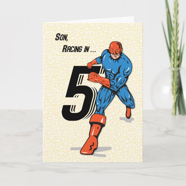 Son 5th Birthday Superhero Card (Front)