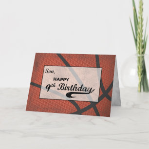 Son 9th Birthday Basketball Large Distressed Sport Card