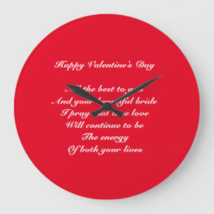 Son and bride Valentine's day Large Clock