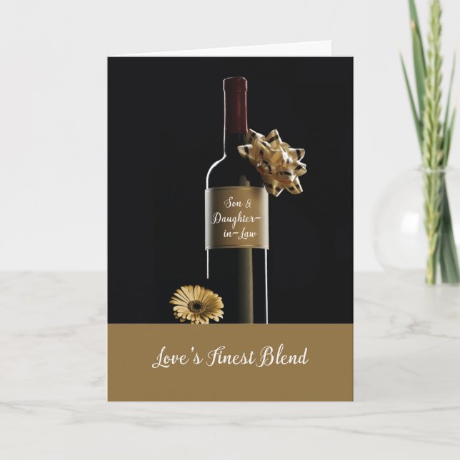 Son and Daughter in Law Anniversary Wine Bottle Card (Front)