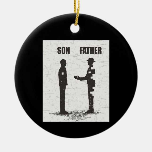 Son And Father Ceramic Tree Decoration (Front)
