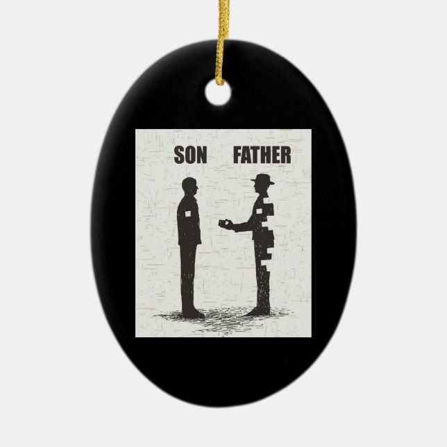 Son And Father Ceramic Tree Decoration (Front)