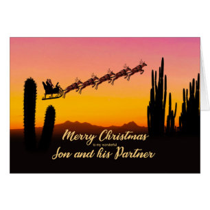Son and Partner Christmas Santa Over Desert