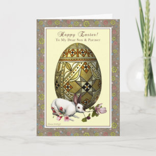Son and Partner Easter - Egg and Bunny Holiday Card