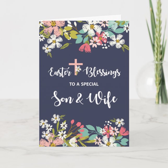 Son and Wife Easter Blessings of Risen Christ Card (Front)