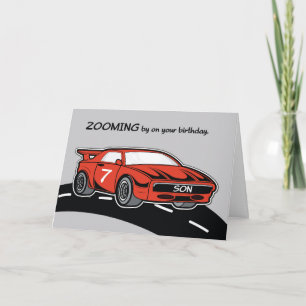 Son Birthday Age 7 Red Sports Car Card
