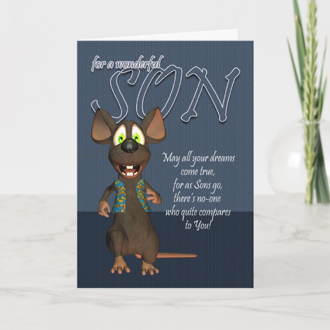 Son Birthday Card - With Funky Mouse (Front)