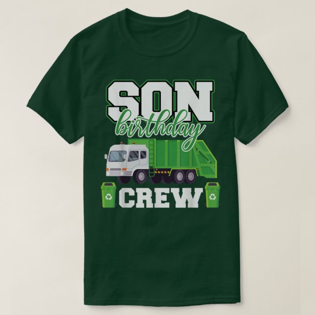 Son Birthday Crew Garbage Truck Family Matching Bi T-Shirt (Design Front)