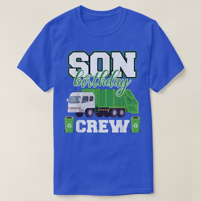 Son Birthday Crew Garbage Truck Family Matching Bi T-Shirt (Design Front)