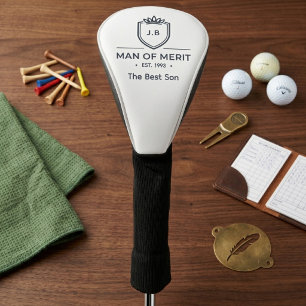 Son Birthday Monogram Initials Name Man Of Merit Golf Head Cover