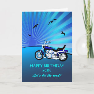 Son Birthday Motorbike Sunset Card