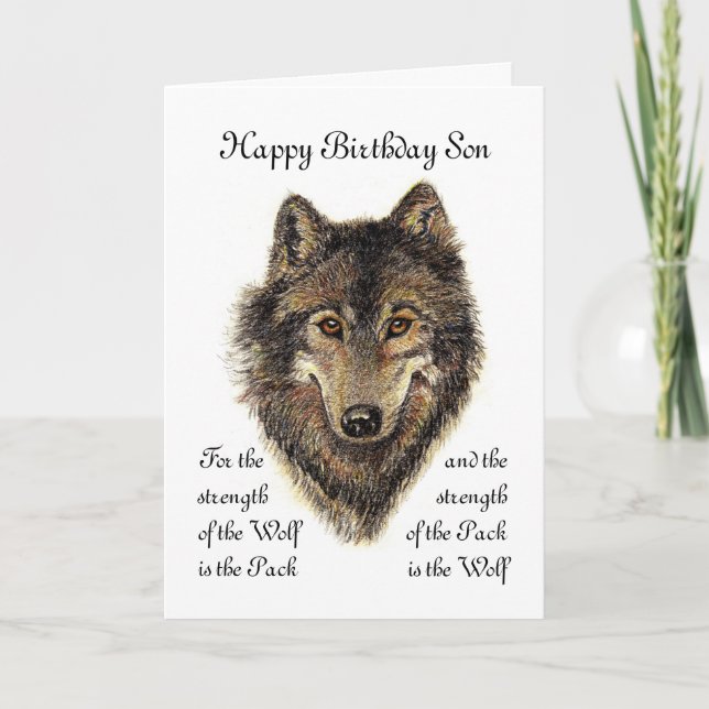 Son Birthday -Wolf and Pack Quote Card (Front)