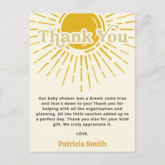 Son Boho Boy Baby Shower Thank You Postcard (Front)