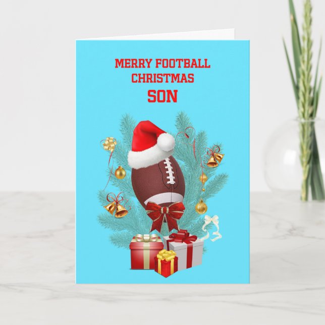 Son Christmas Football Holiday Card (Front)