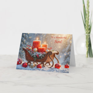 Son Christmas Holiday Decorations in the Snow Lit Card