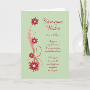 Son Christmas Scrolls Flowers Holiday Card