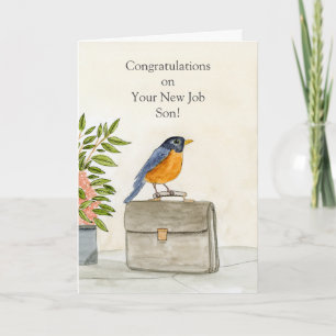 Son Congratulations New Job Robin Card