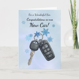 Son Congratulations on New Car Winter Snowflakes Card