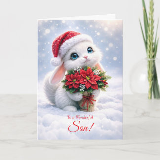 Son Cute Christmas Happy Holidays Bunny Rabbit Card
