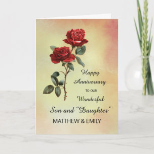 Son Daughter in Law Wedding Anniversary With Roses Card