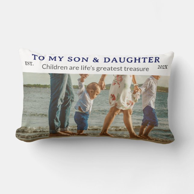 Son & Daughter Personalised Throw Pillow Gift (Front)