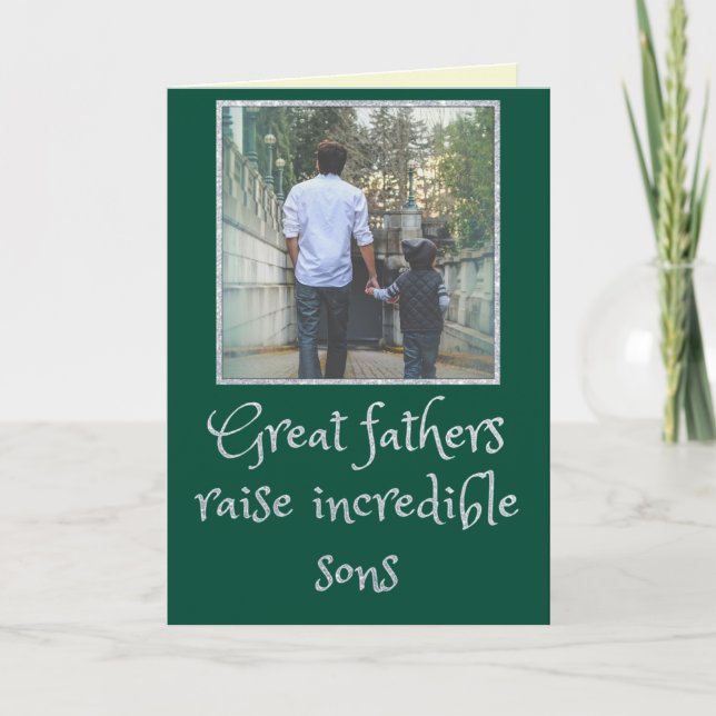 Son Father's Day Glitter Photo Card (Front)
