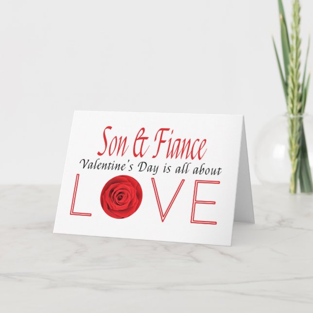 Son & Fiance  Happy Valentine's Day Roses Holiday Card (Front)