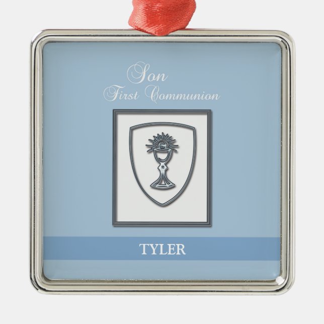 Son, First Communion Silver Chalice Metal Tree Decoration (Front)