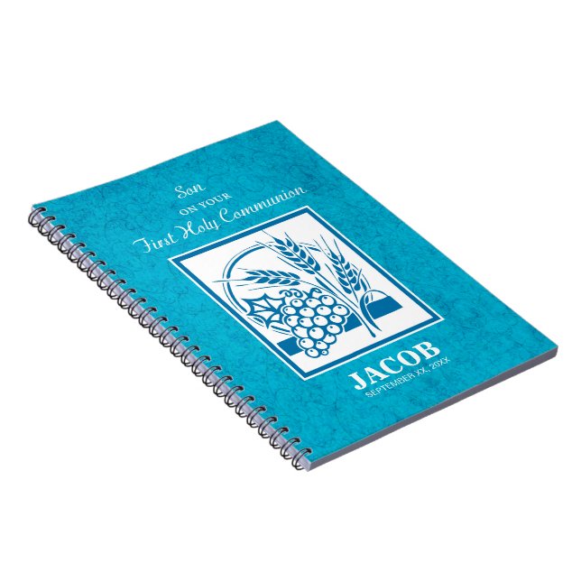 Son, First Communion, Wheat, Grapes Blue Notebook (Right Side)