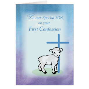 Son First Confession with Lamb and Cross