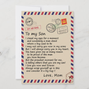 Son Gift   Letter To My Son Love From Mum Holiday Card