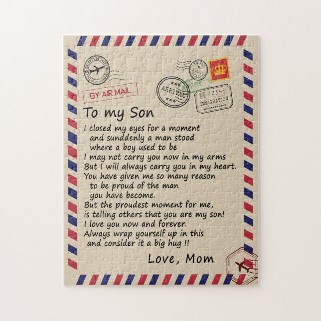 Son Gift | Letter To My Son Love From Mum Jigsaw Puzzle (Vertical)