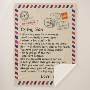 Son Gift   Letter To My Son Love From Mum Sherpa Blanket