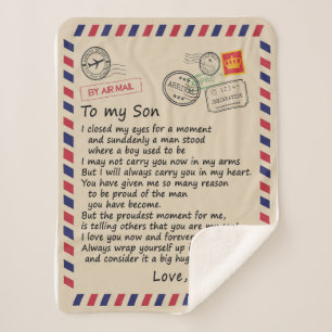 Son Gift   Letter To My Son Love From Mum Sherpa Blanket