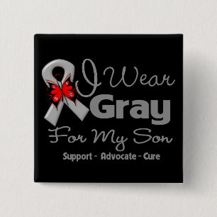 Son - Grey Ribbon Awareness 15 Cm Square Badge