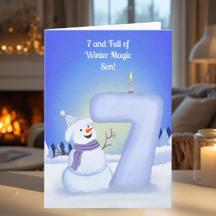 Son Happy 7th Birthday Snowman  Card