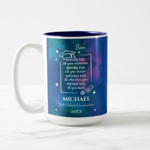 Son High School Graduation Name Year Two-Tone Coffee Mug
