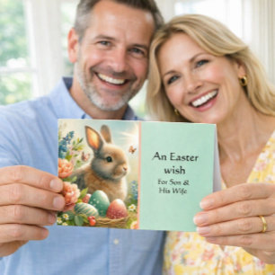  Son & His Wife Happy Easter Rabbit Greeting Card
